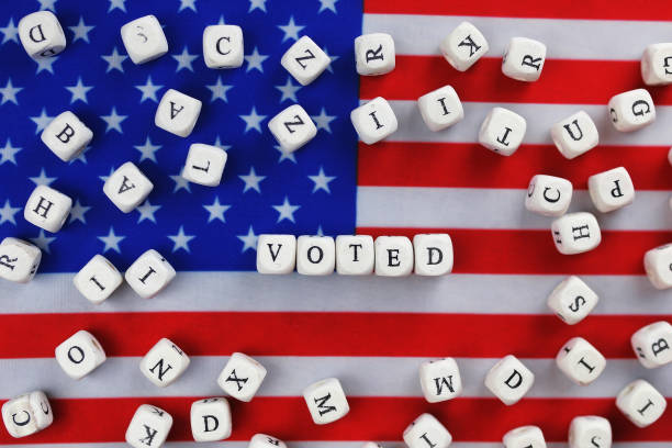 istock election simbol on usa flag 658266252