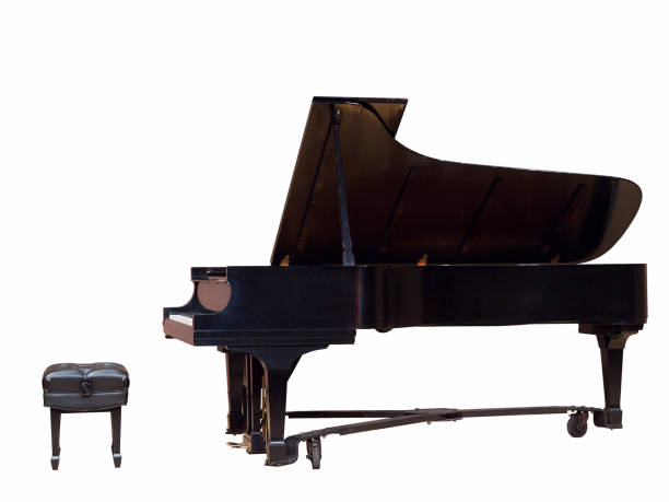 istock Grand piano and bench isolated over white 658266464