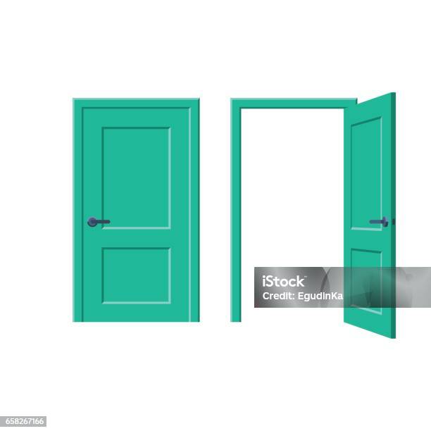 Doors Closed And Open Stock Illustration - Download Image Now - Door, Open, Closed
