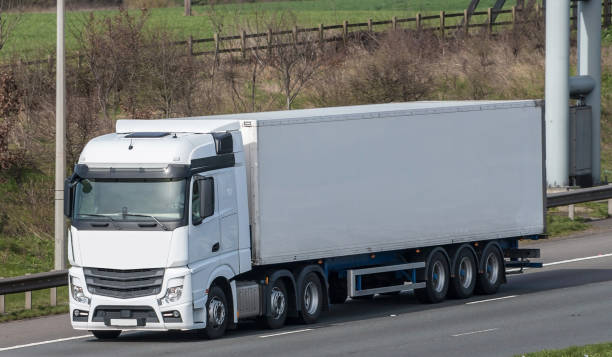 istock White lorry on the road 658274434