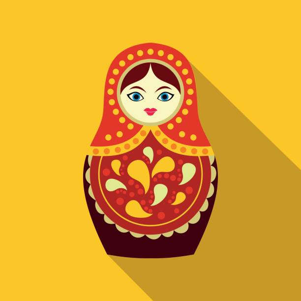 ilustraciones, imágenes clip art, dibujos animados e iconos de stock de icono ruso matryoshka - mamushka