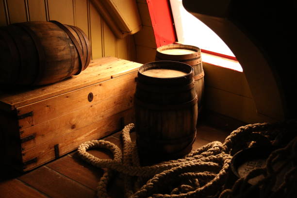 Typical sailor's cabin inside of an old Dutch sailboat.