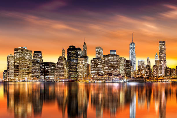istock Sunset over New York City's Financial District 658294742