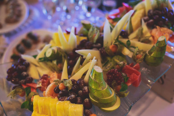istock Beautifully decorated catering banquet table with different food snacks 658307840