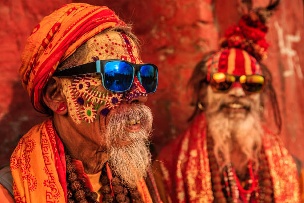 istock Sadhu - indian holymen sitting in the temple 658326264