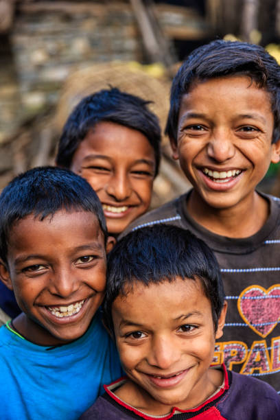 istock Group of happy Nepali boys near Annapurna Range 658326542