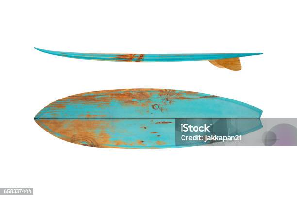 Vintage Surfboards Stock Photo - Download Image Now - Surfboard, Surfing, Wood - Material