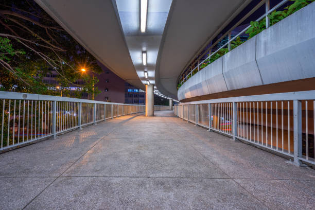 istock view of footbridge at night 658340142