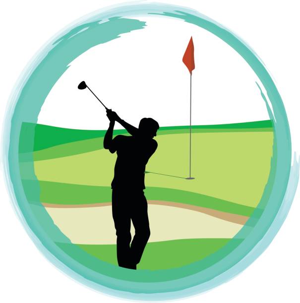 마지막 홀 골프 - golf golf course swinging isolated stock illustrations