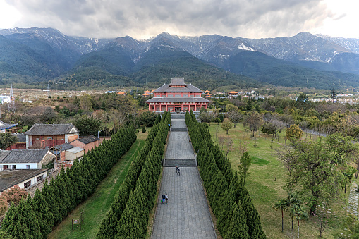 Aerial view of Jvari monastery in the city of Mtskheta in Georgia country