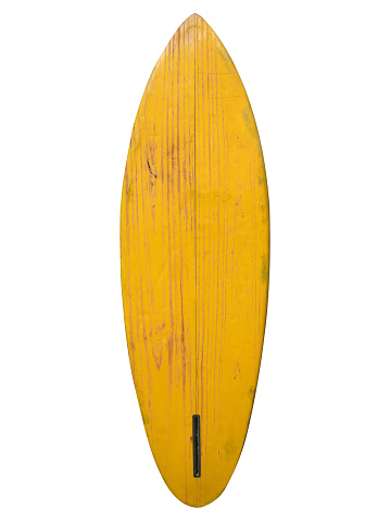 Vintage surfboard yellow color isolated on white - Retro styles 60's