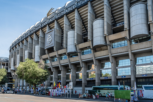 Madrid, Spain - September 14, 2016: Santiago Bernabeu Stadium. It is the current home stadium of Real Madrid Football Club. Outdoors view