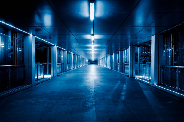 istock view of footbridge at night 658347630