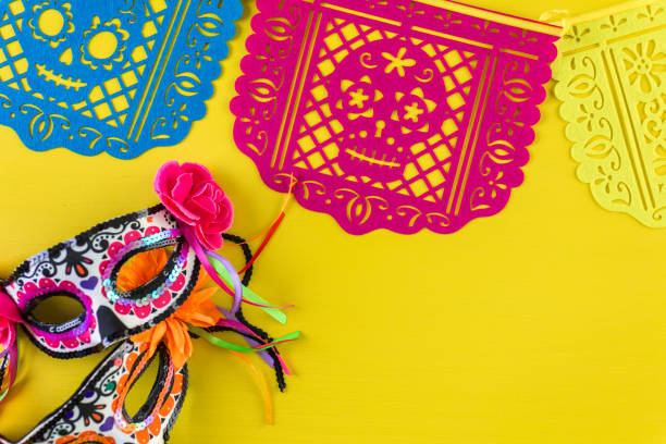 istock Sugar skull mask with flowers 658347870