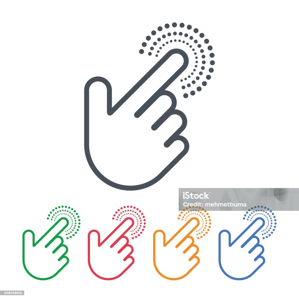 Click icons with hand cursors vector design. Pointer symbols. Vector design of click icons with hand cursors. Hand is pushing the button. Pointer symbols. Icon Symbol stock vector