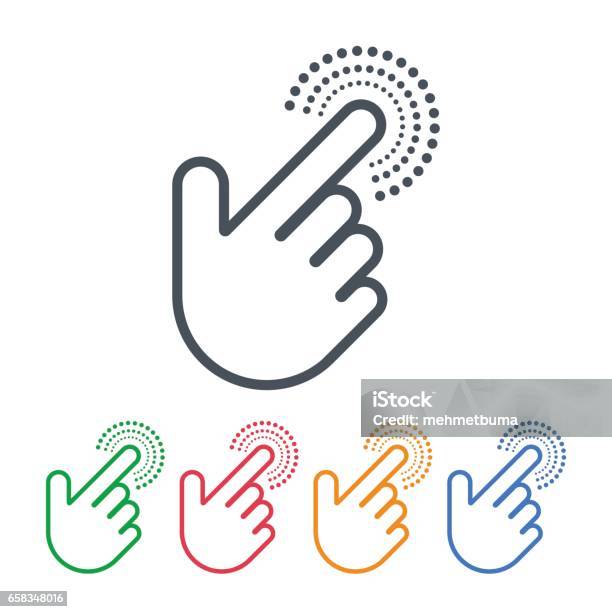 Click Icons With Hand Cursors Vector Design Pointer Symbols Stock Illustration - Download Image Now