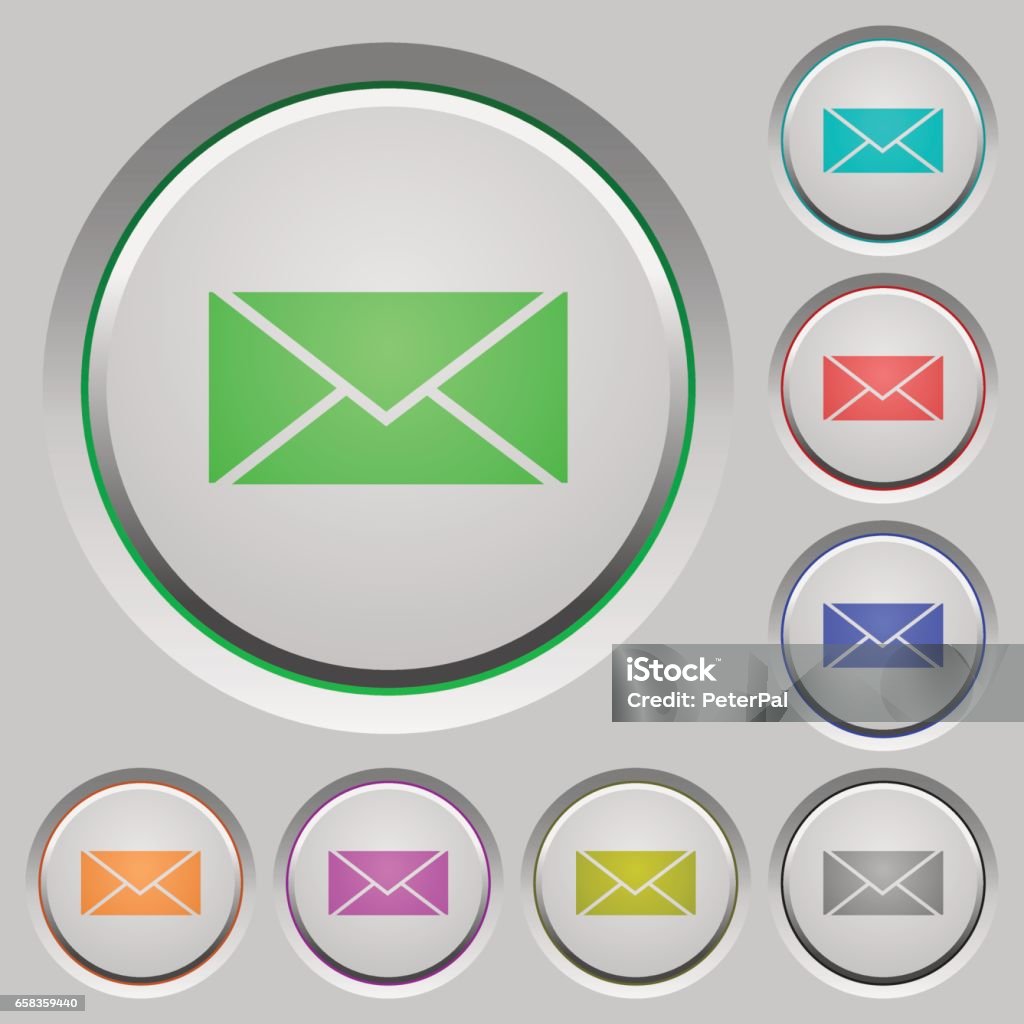Push Button Bevel Envelope Push Buttons Stock Illustration - Download Image Now ...