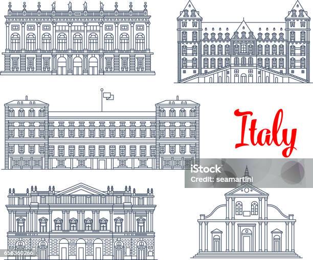 Famous Italy Buildings Architecture Vector Icons Stock Illustration - Download Image Now - Castle, Italy, Palace