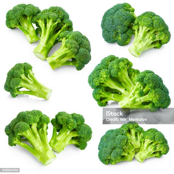 Set Of Broccoli Stock Photo - Download Image Now - Broccoli, Cut Out, Photography