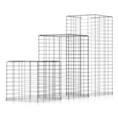 3D three office buildings (wireframe) on white background - great for topics like architecture, design etc.