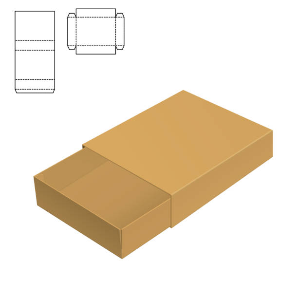 Box Template vector Vector Illustration of Clear Gift Carton Box for Design, Website, Background, Banner. Package Template isolated on white. Retail pack with for your brand on it box dieline drawings stock illustrations