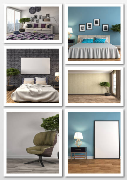 istock Collage of modern home interior. 3d illustration 658376784