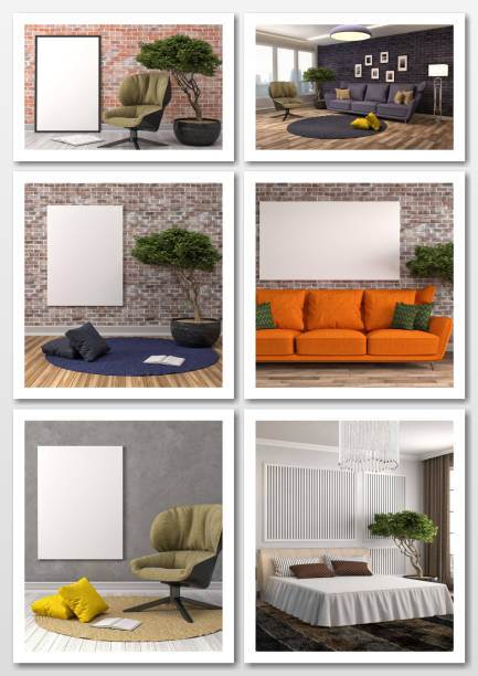 istock Collage of modern home interior. 3d illustration 658376796