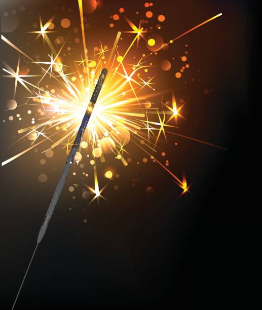 노란색 폭죽 - sparkler gold pyrotechnics sparks stock illustrations