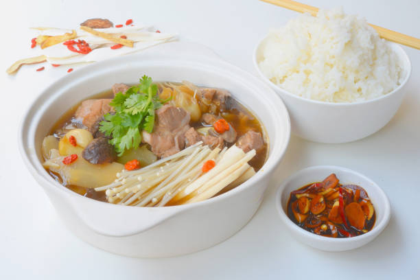 Ba kut teh, stew of pork and herbal soup stock photo
