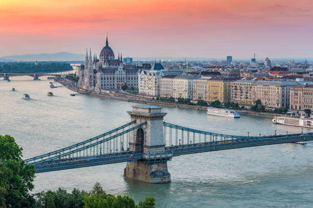 istock Budapest city skyline when sunset, Hungary 658390612
