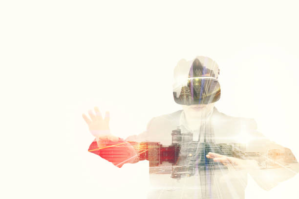 istock Young Businessman Trader using virtual reality glasses for stock market 658396380