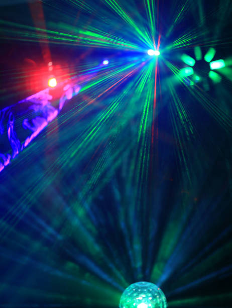 istock Lighting disco with bright beams of searchlight, laser show 658396658