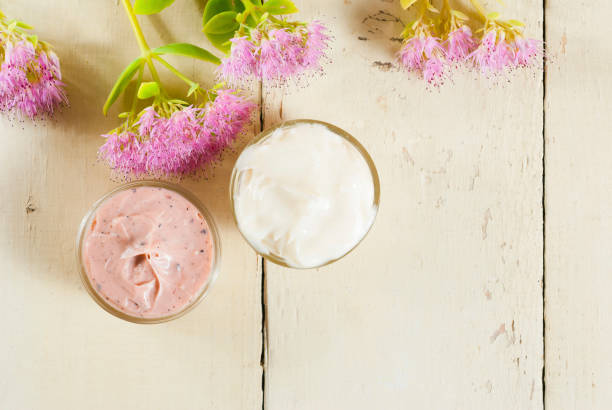 istock Thick leaf flower and health care creams 658400236
