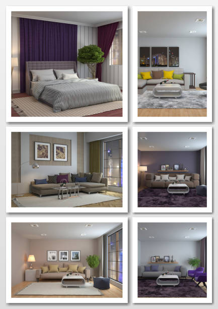 istock Collage of modern home interior. 3d illustration 658413756