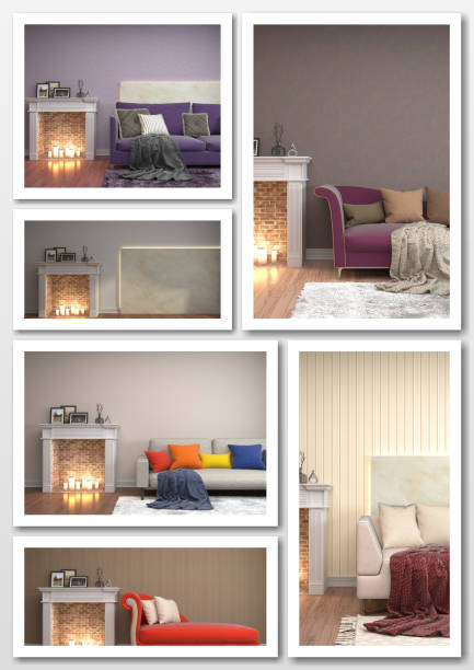 istock Collage of modern home interior. 3d illustration 658413770
