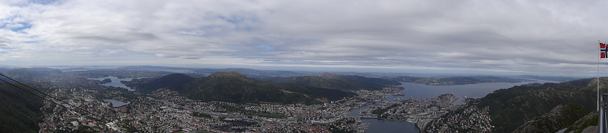 City panorama of Bergenin Norway