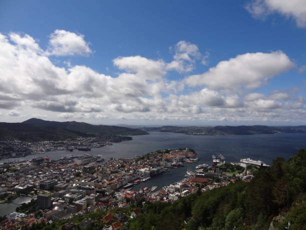istock Beautiful Bergen with blue sky and clouds 658422842