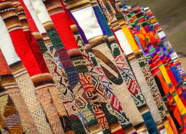 istock Different colorful fabric at a market 658435524