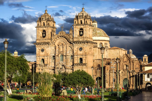 istock Catedral La Compania in the sunlight after a rain shower, Cusco 658439398