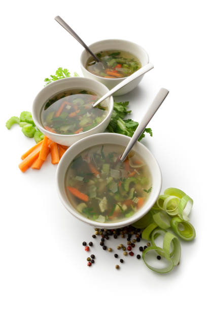 istock Soups: Vegetable Soup and Ingredients Isolated on White Background 658448992