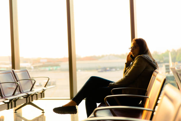istock I am running late, the flight seems to be delayed 658453970