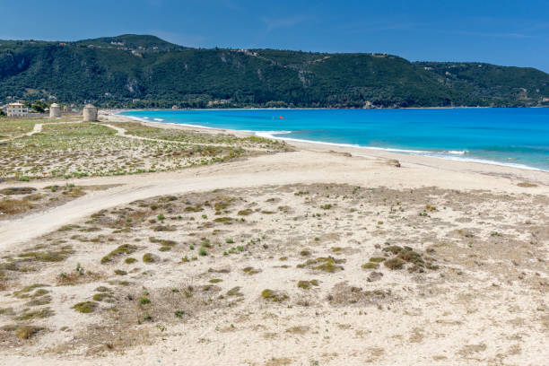istock Panoramic view of Girapetra Beach with blue waters, Lefkada, Greece 658462574