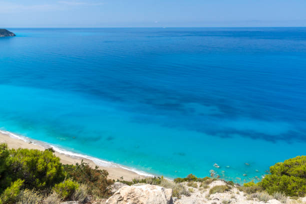 istock Panoramic view of Kokkinos Vrachos Beach with blue waters, Lefkada, Greece 658463140