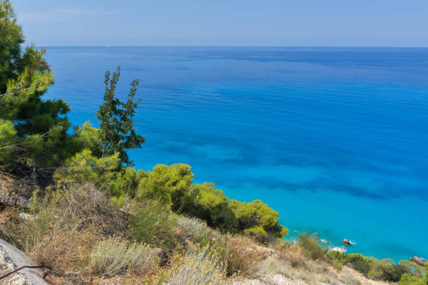 istock Panoramic view of Kokkinos Vrachos Beach with blue waters, Lefkada, Greece 658465486