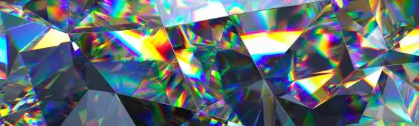 3d render, abstract amethyst crystal background, faceted texture, gem macro, panorama, wide panoramic polygonal wallpaper