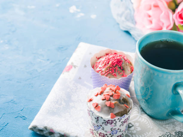 istock Mother's day Valentine concept cup cakes tea hearts 658466194