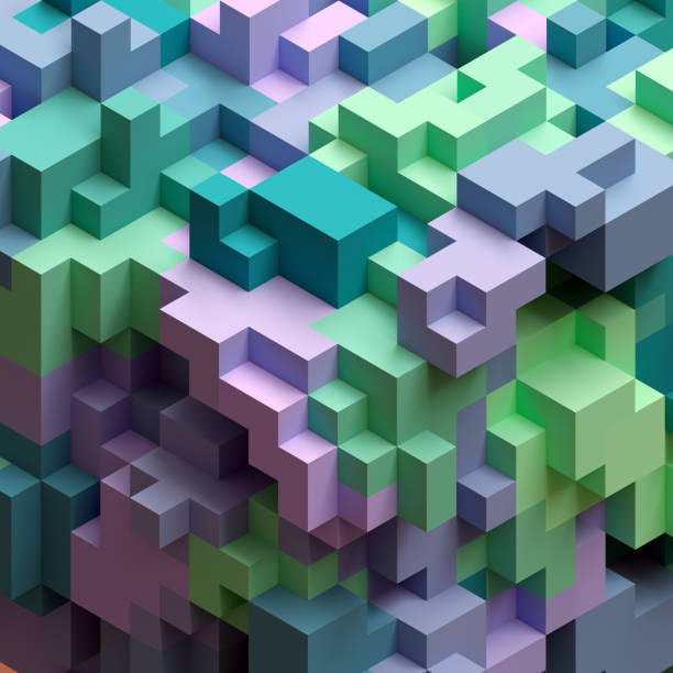 istock 3d render, abstract geometric background, colorful constructor, logic game, cubic mosaic, isometric wallpaper, colorful structure, cubes 658466218