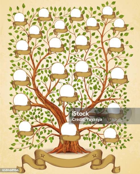 Family Tree Template Vintage Illustration Stock Illustration - Download Image Now - Family Tree, Tree, Genealogy