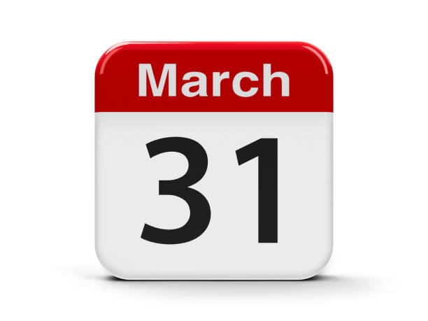 31st March Calendar web button - The Thirty First of March - World Backup Day, Cesar Chavez Day in USA, three-dimensional rendering, 3D illustration number 31 stock pictures, royalty-free photos & images