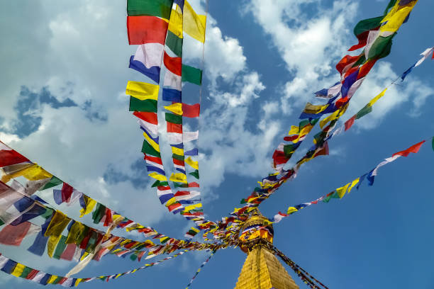 istock Top of Stupa Boudhanath with prayer flags, Kathmandu Valley 658480132